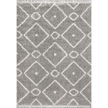 Mercer Shag Plush Tassel Moroccan Diamond Area Rug